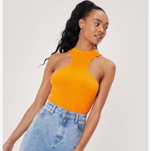 Nasty gal racer back jersey high leg bodysuit NWT